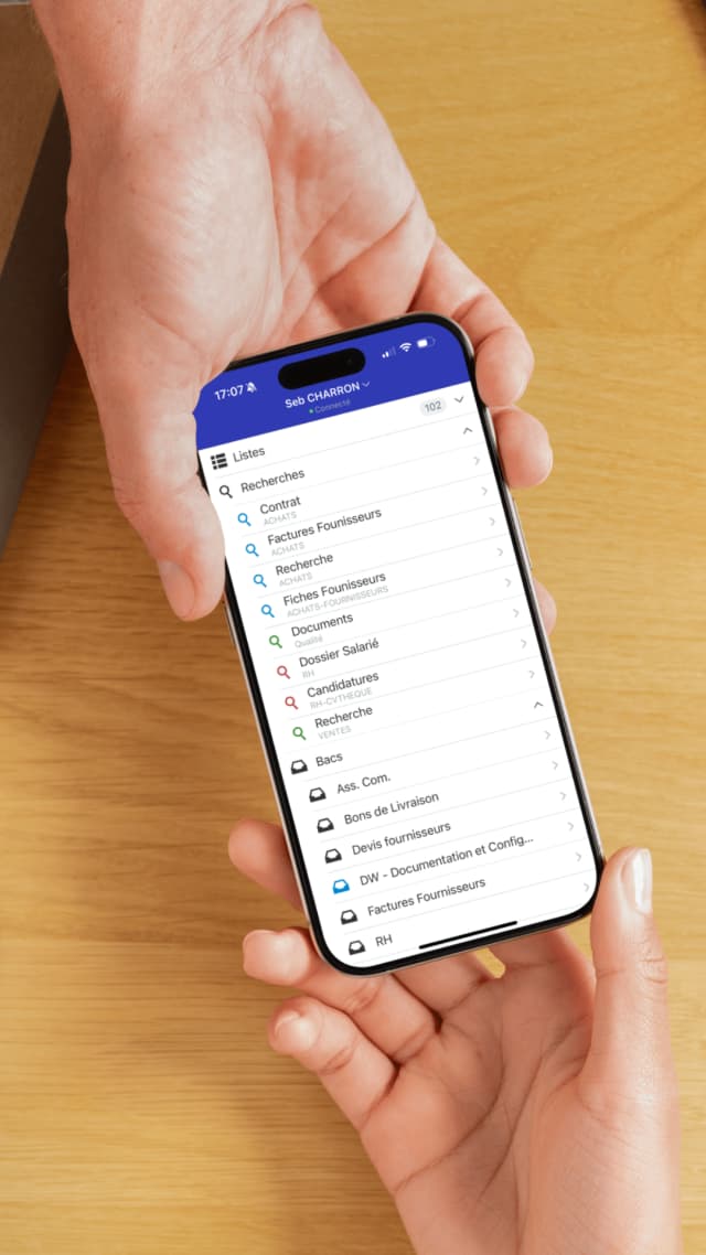 Interface DocuWare sur mobile